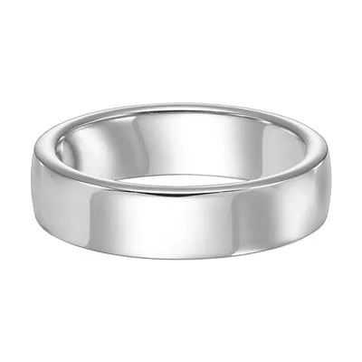 14k White Gold 4mm Plain Band, Size 10.0