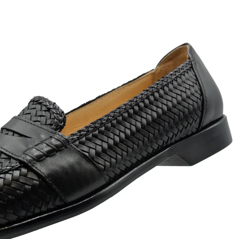 15-585-BLK NICOLA Italian Calfskin Basketweave, Black