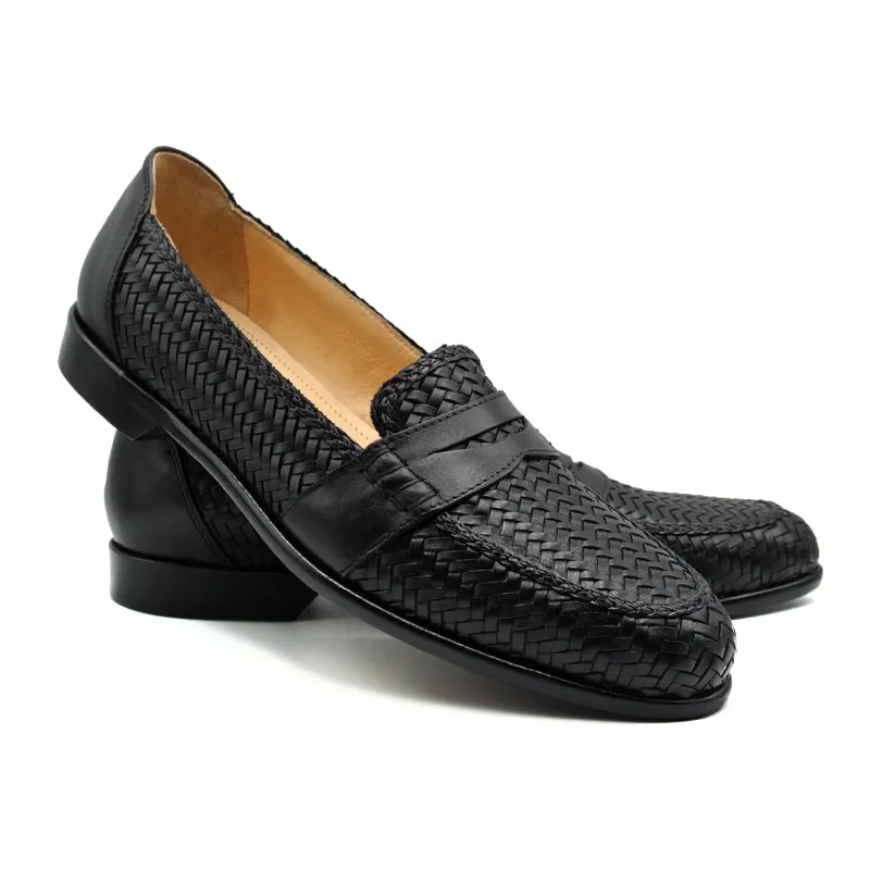 15-585-BLK NICOLA Italian Calfskin Basketweave, Black