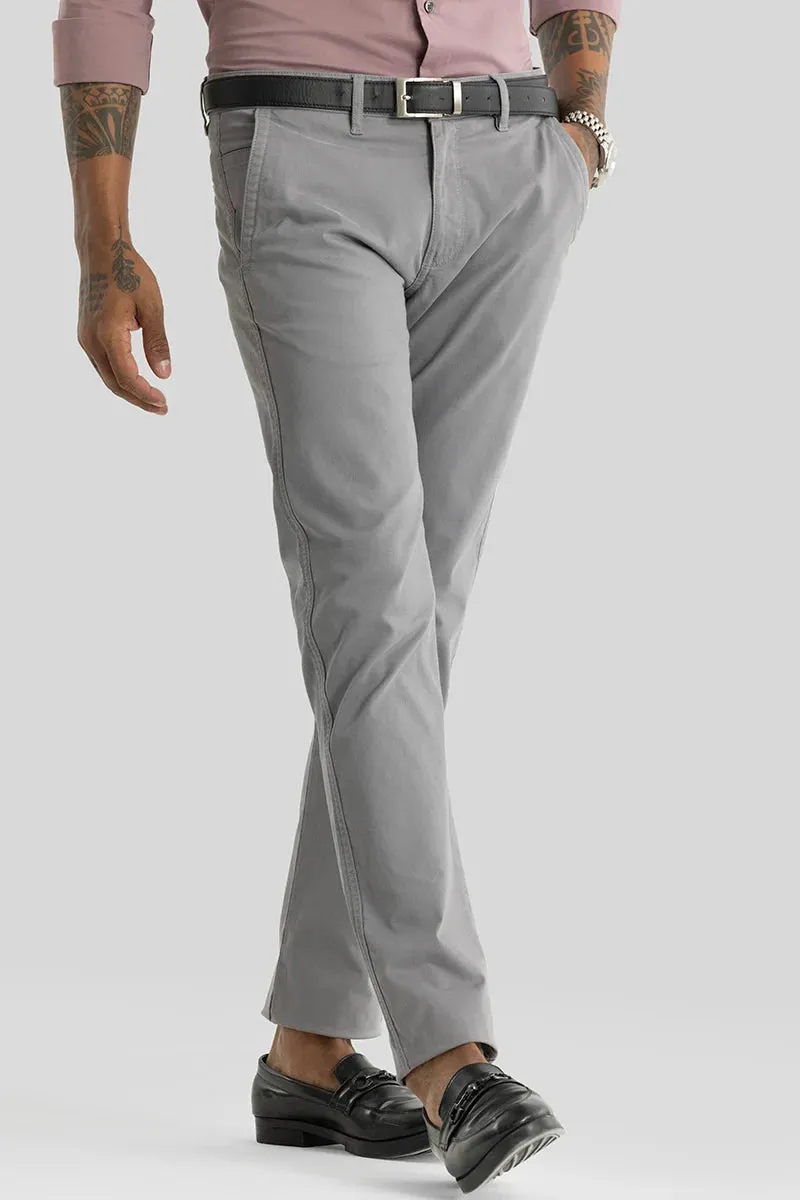 Slim Fit Astral Grey Plain Chinos