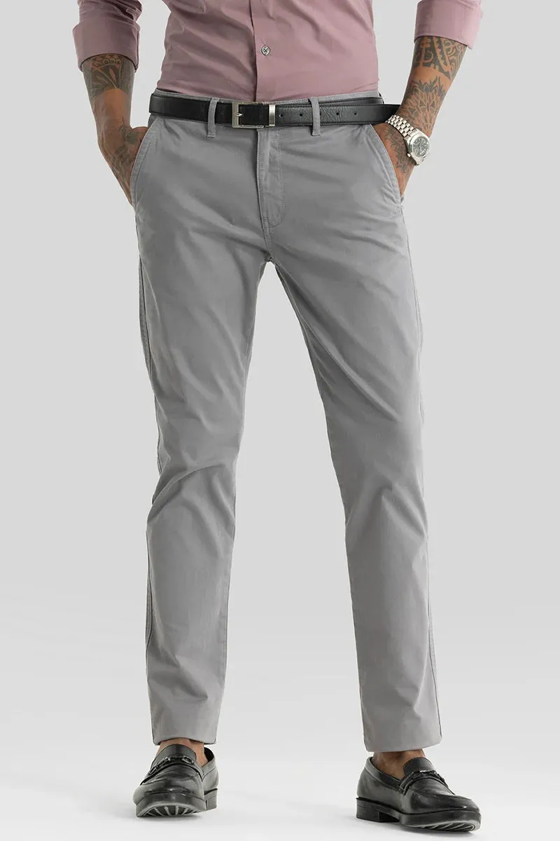 Slim Fit Astral Grey Plain Chinos