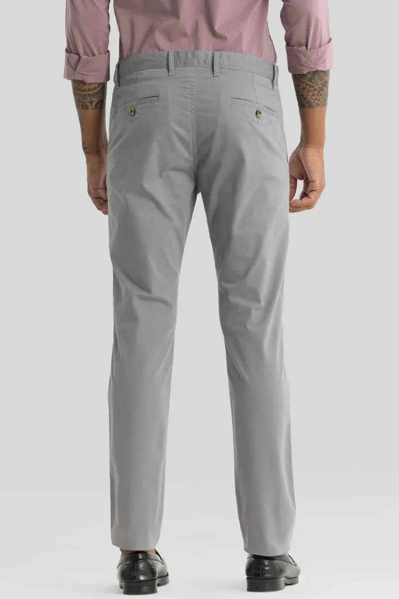 Slim Fit Astral Grey Plain Chinos