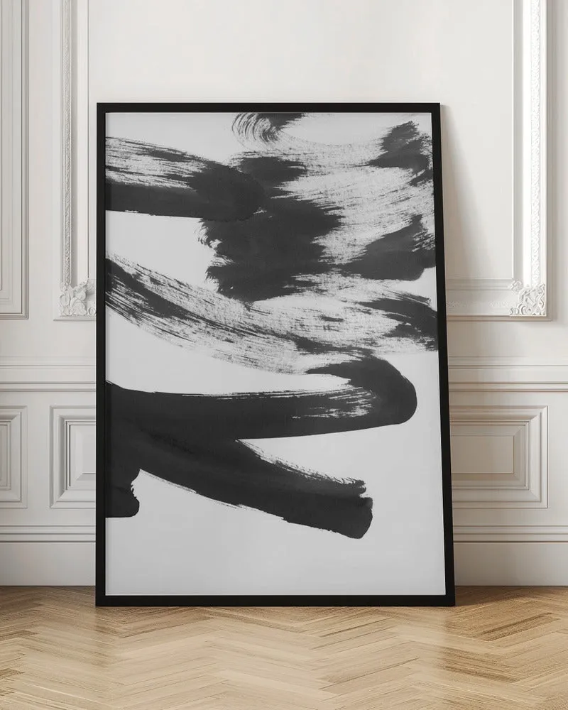 B W Strokes 5 - Stretched Canvas, Poster or Fine Art Print