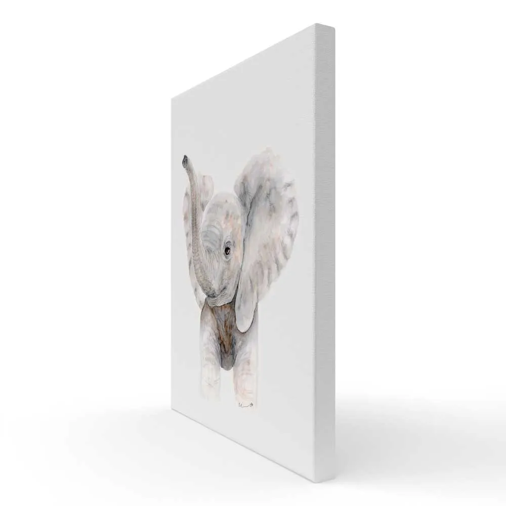 Baby Elephant Trumpet Canvas Wall Art