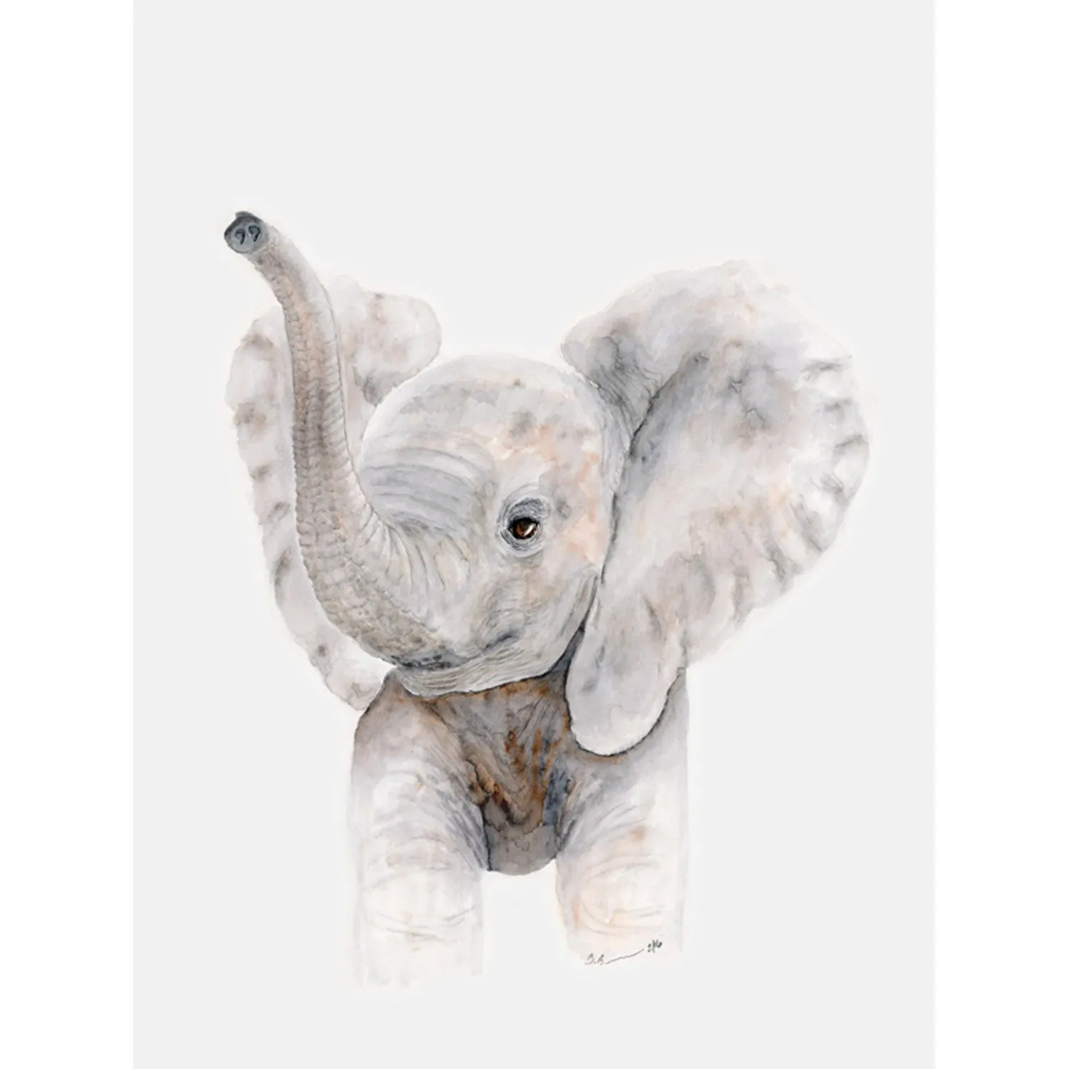 Baby Elephant Trumpet Canvas Wall Art