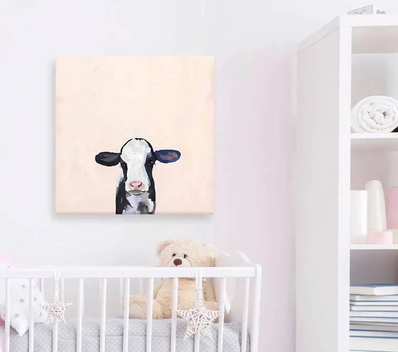 Baby Holstein Cow Canvas Wall Art