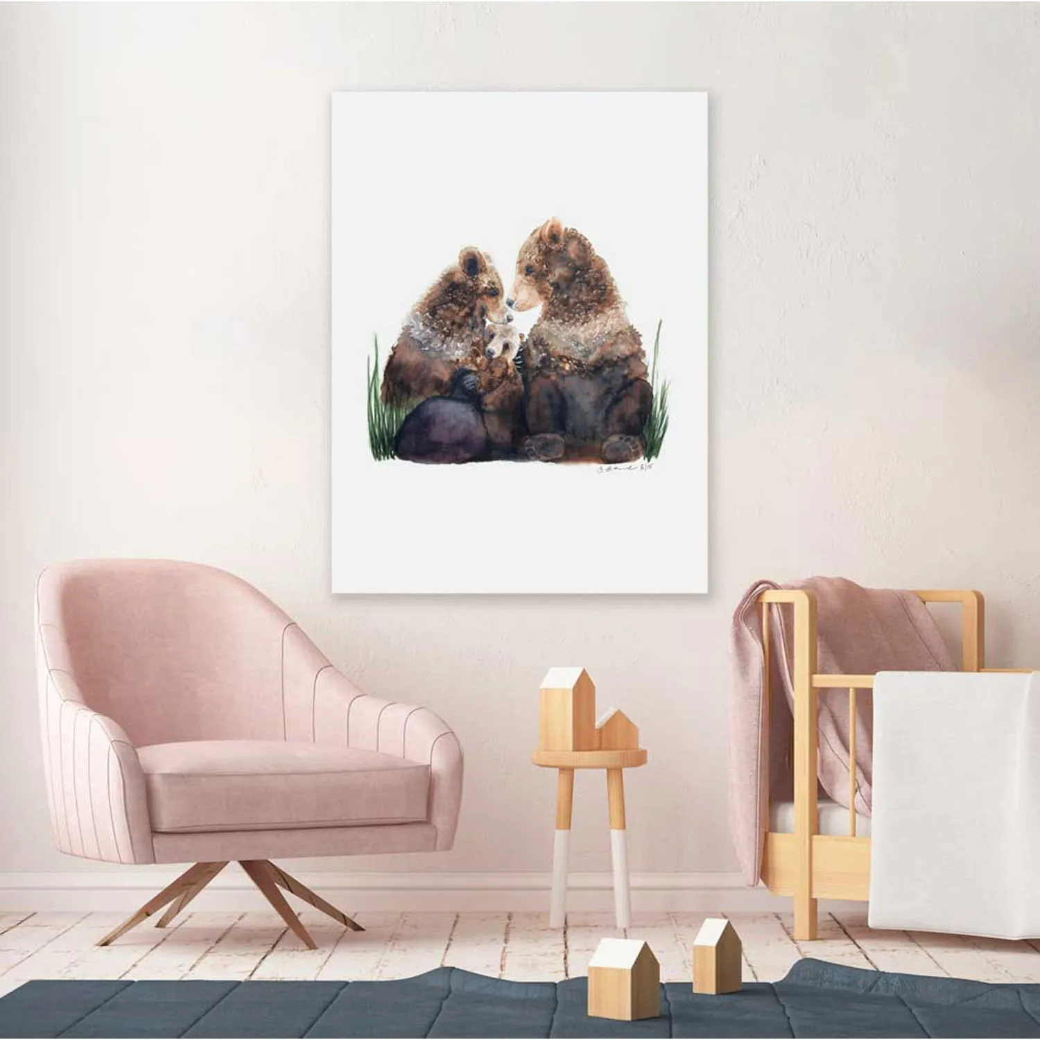 Bear Family Canvas Wall Art