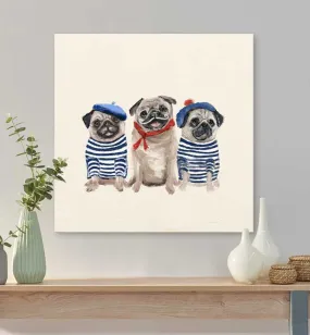 Best Friend - 3 French Pugs Canvas Wall Art