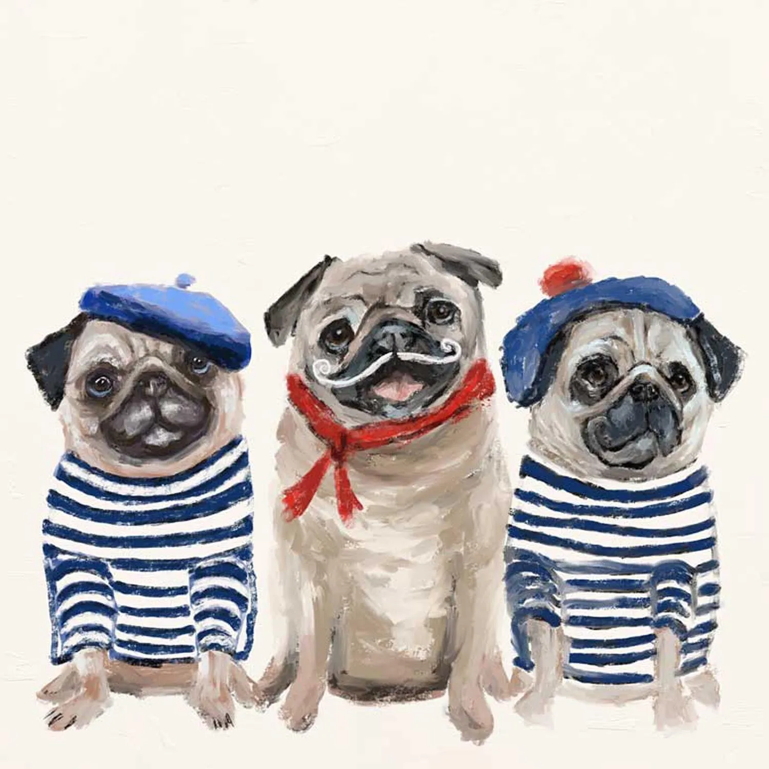 Best Friend - 3 French Pugs Canvas Wall Art