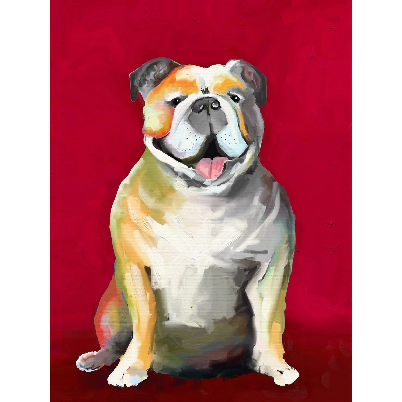 Best Friend - Bulldog On Red Canvas Wall Art