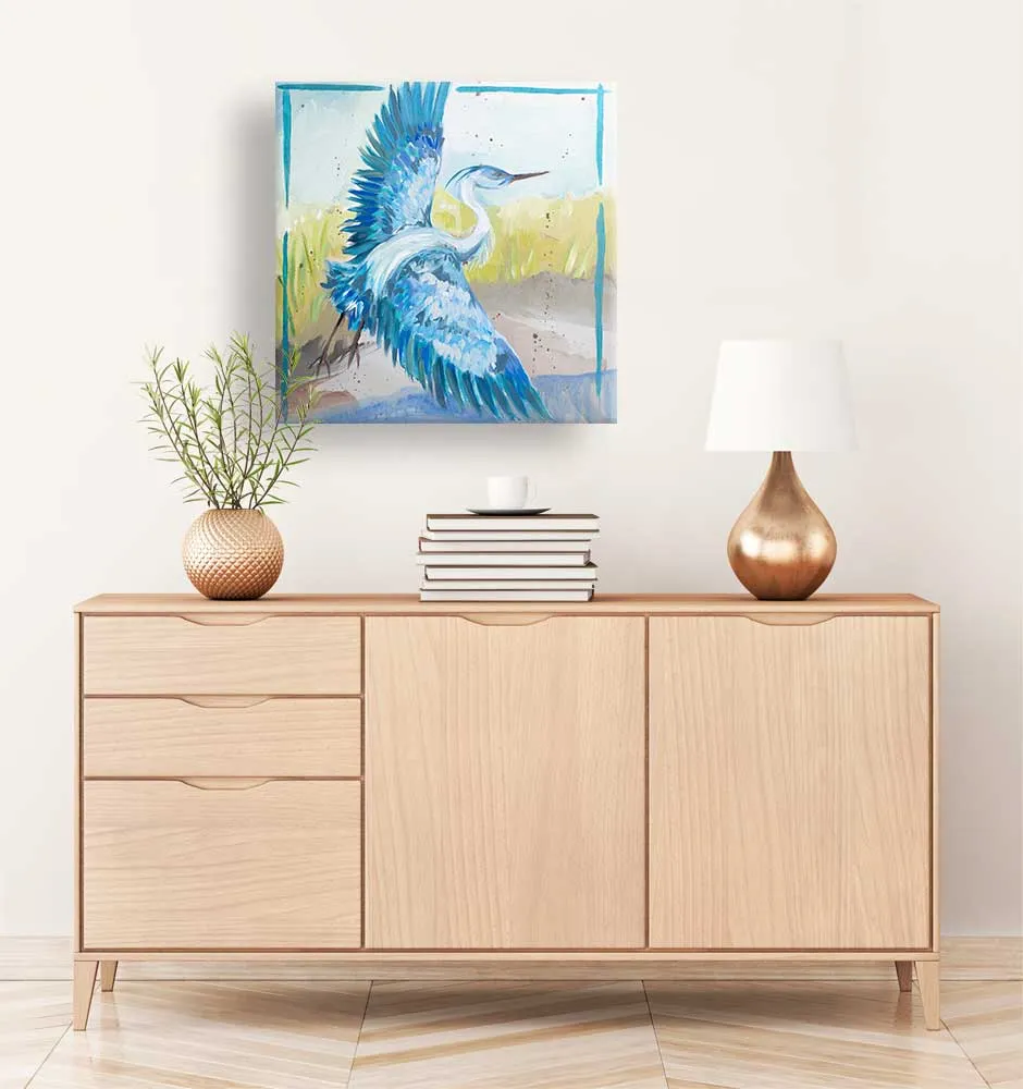 Big Blue Heron Canvas Wall Art