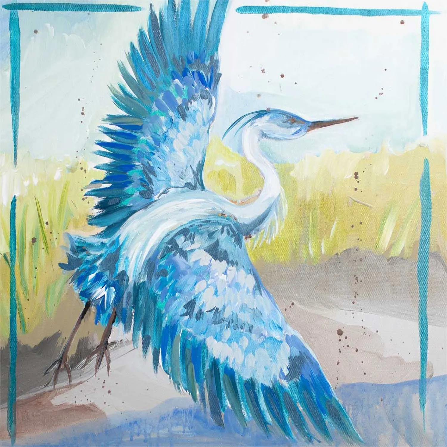 Big Blue Heron Canvas Wall Art