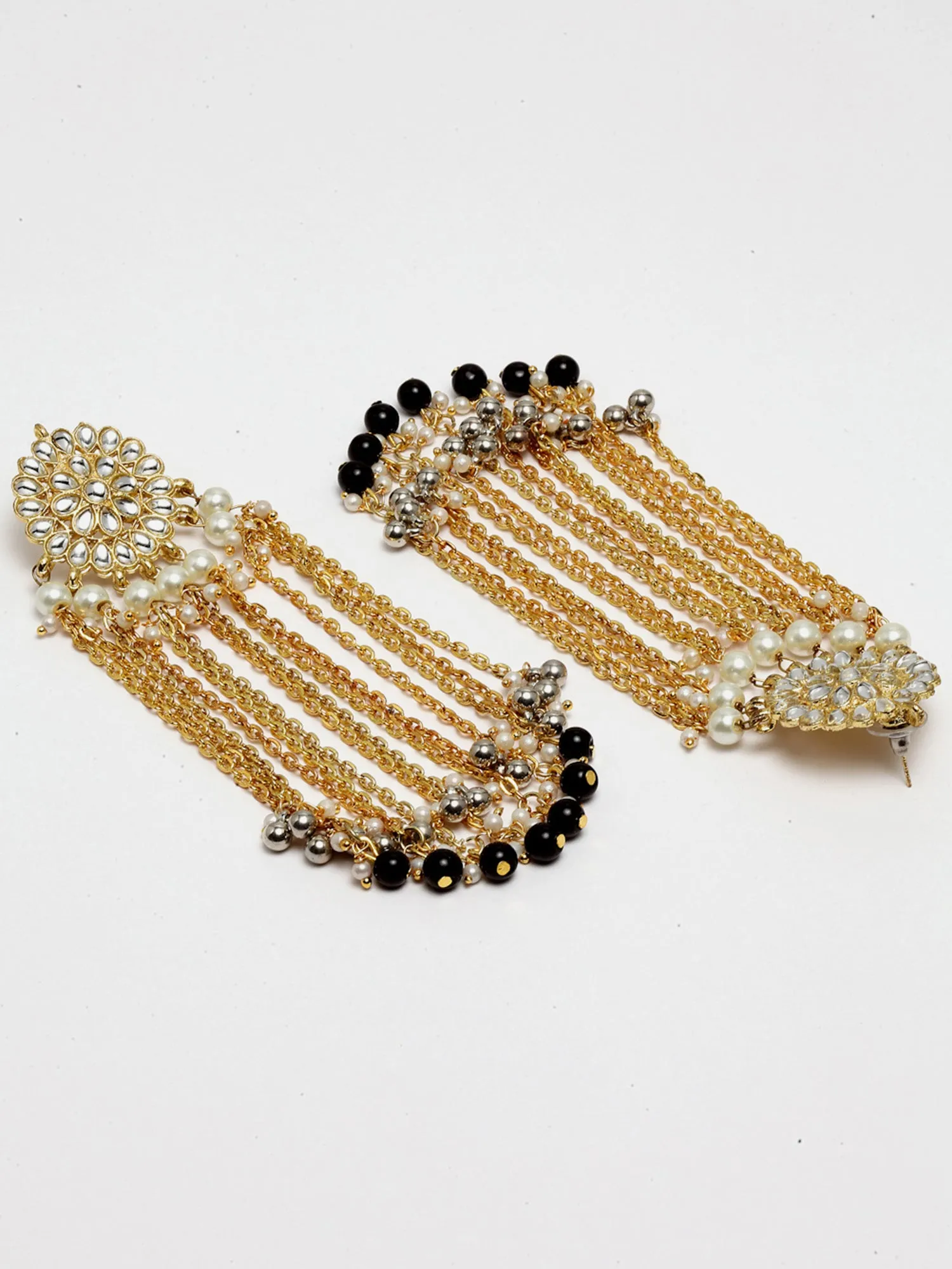 Black Kundan Tassel Earrings