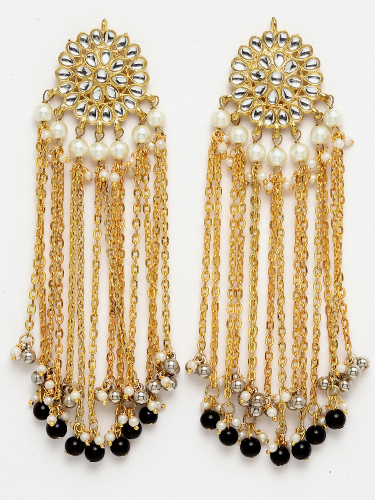 Black Kundan Tassel Earrings