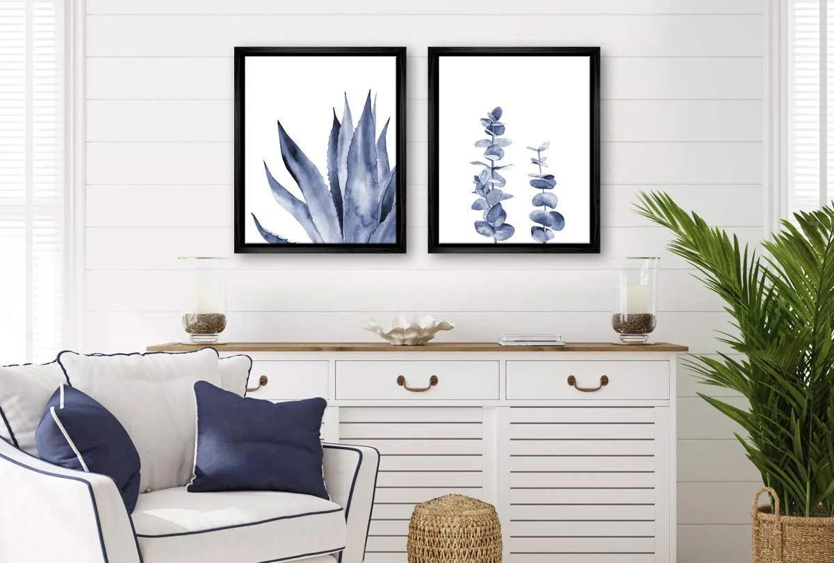 Blue Agave Leaves | Hamptons Canvas Wall Art Print