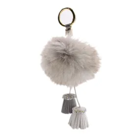 Bobble Tassel Keychain - Grey