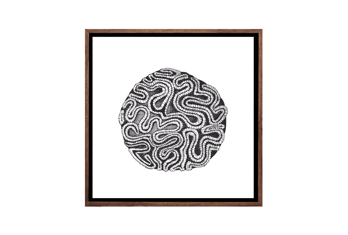 Brain Coral Black on White | Canvas Wall Art Print