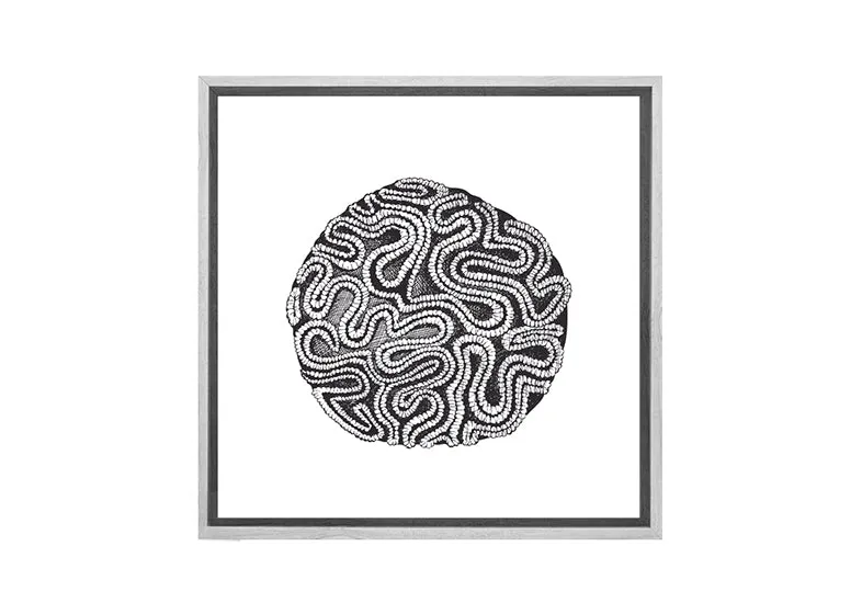 Brain Coral Black on White | Canvas Wall Art Print