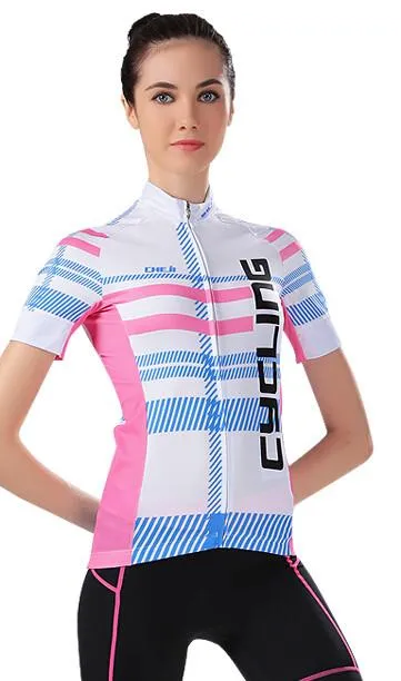 CHEJI Blue White Short Sleeve Cycling Jersey