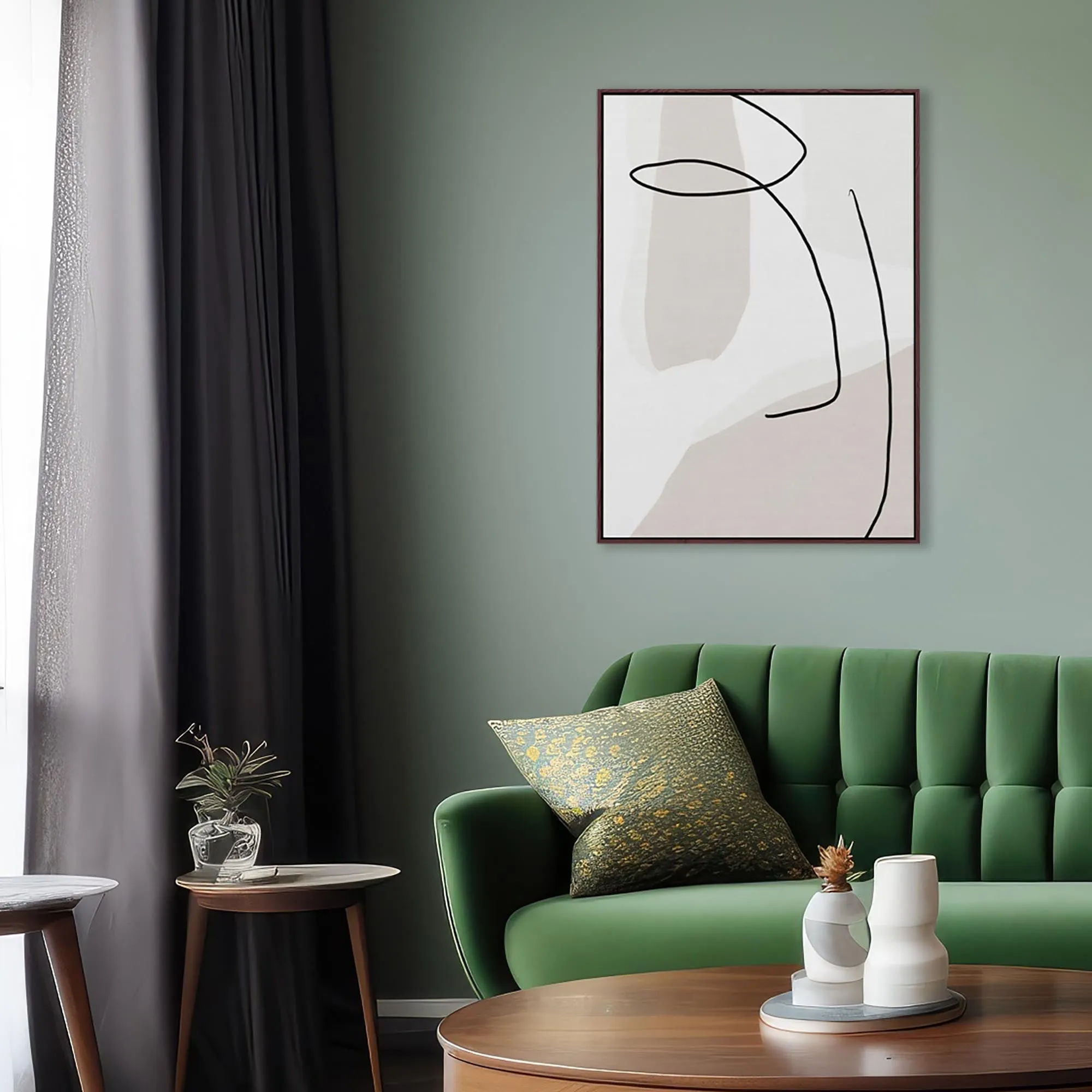 Contemporary Face Line Framed Canvas