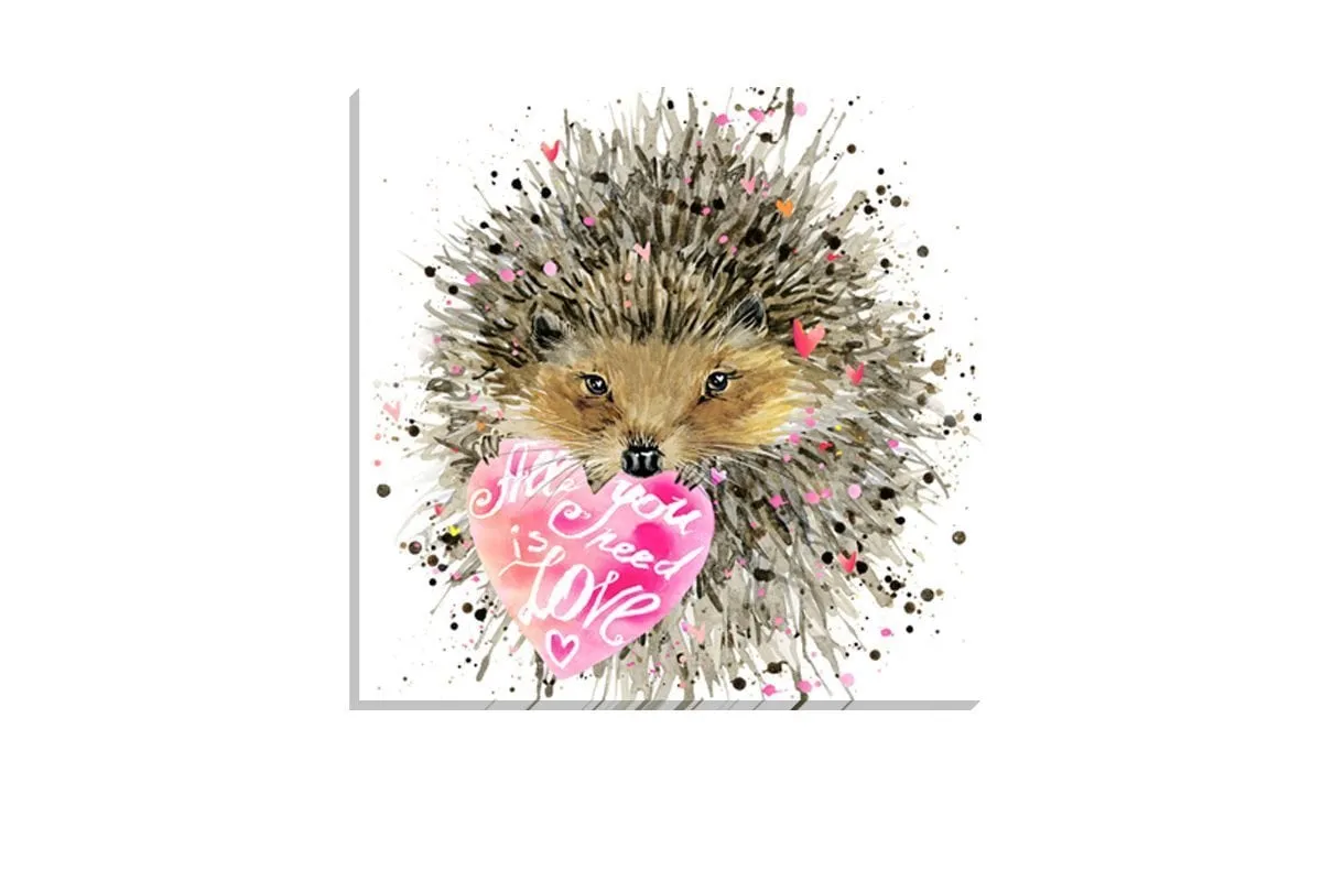 Cute Porcupine | Kids Canvas Wall Art Print