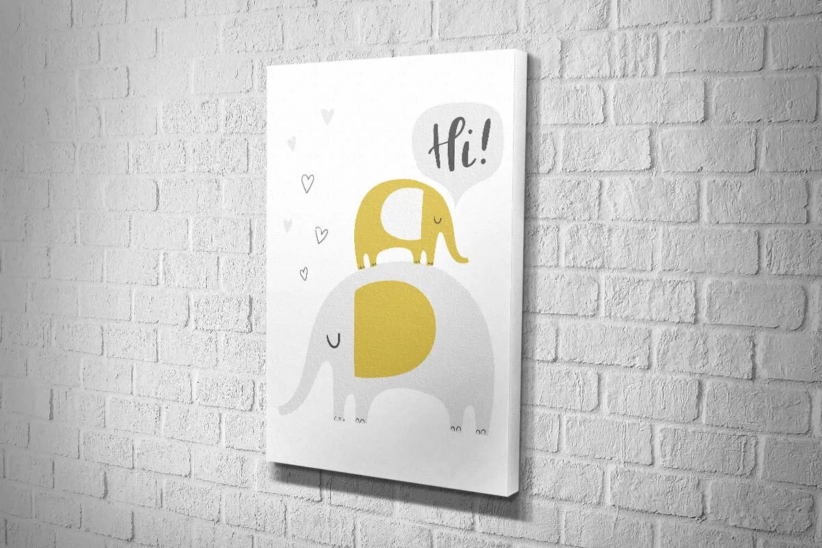 Elephants Grey Gold | Scandinavian Kid's Wall Art Print