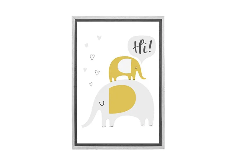 Elephants Grey Gold | Scandinavian Kid's Wall Art Print