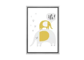 Elephants Grey Gold | Scandinavian Kid's Wall Art Print