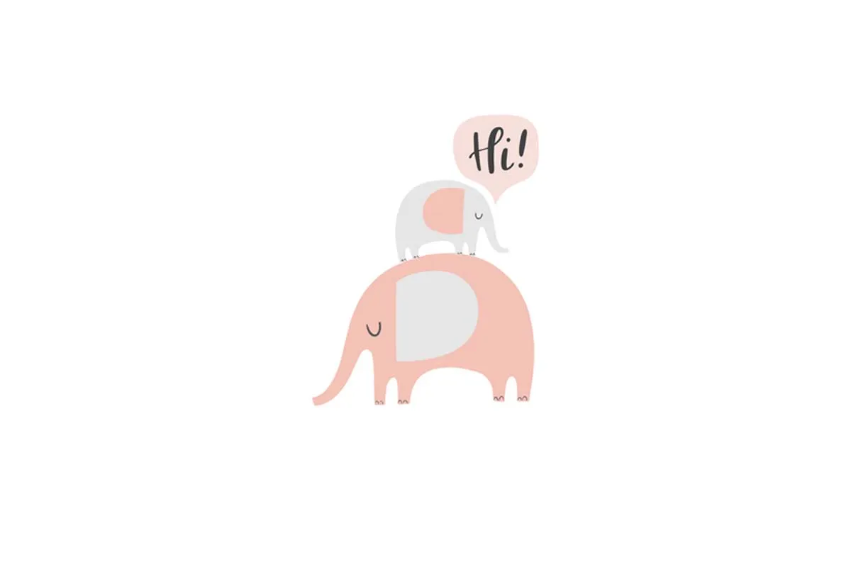 Elephants Pink | Scandinavian Kid's Wall Art Print