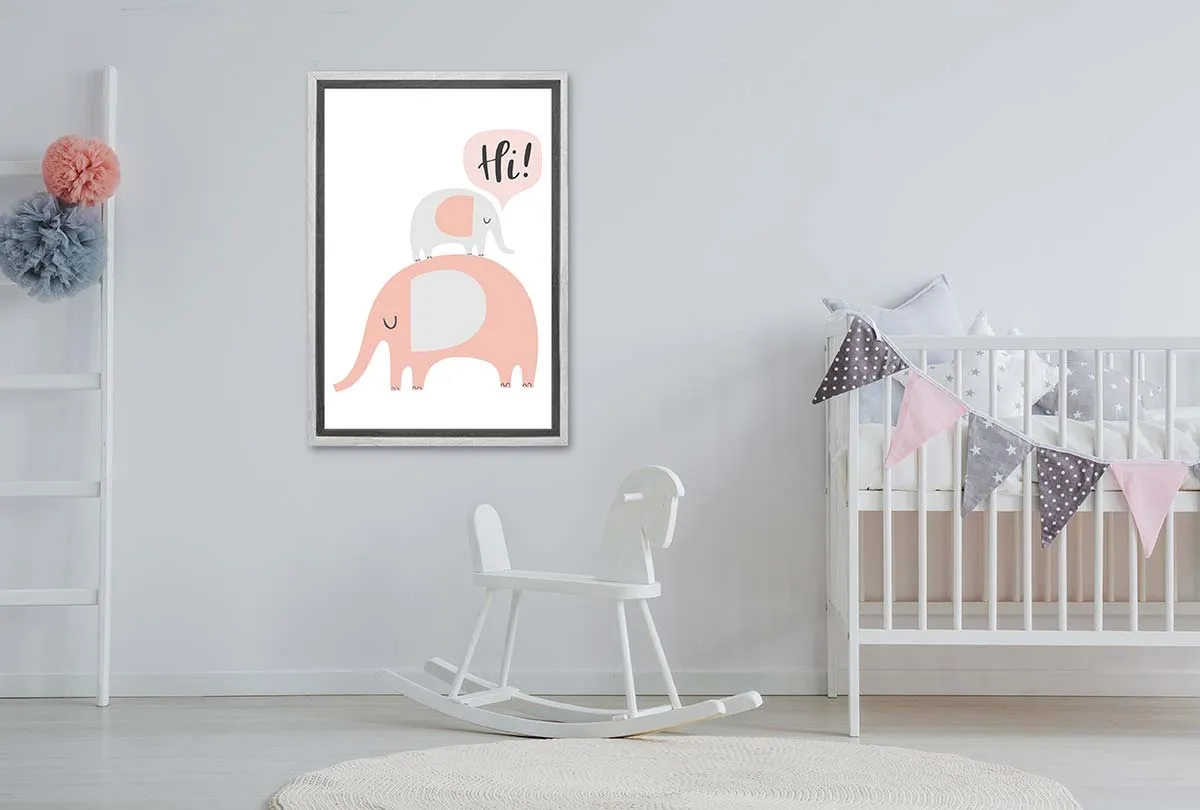 Elephants Pink | Scandinavian Kid's Wall Art Print