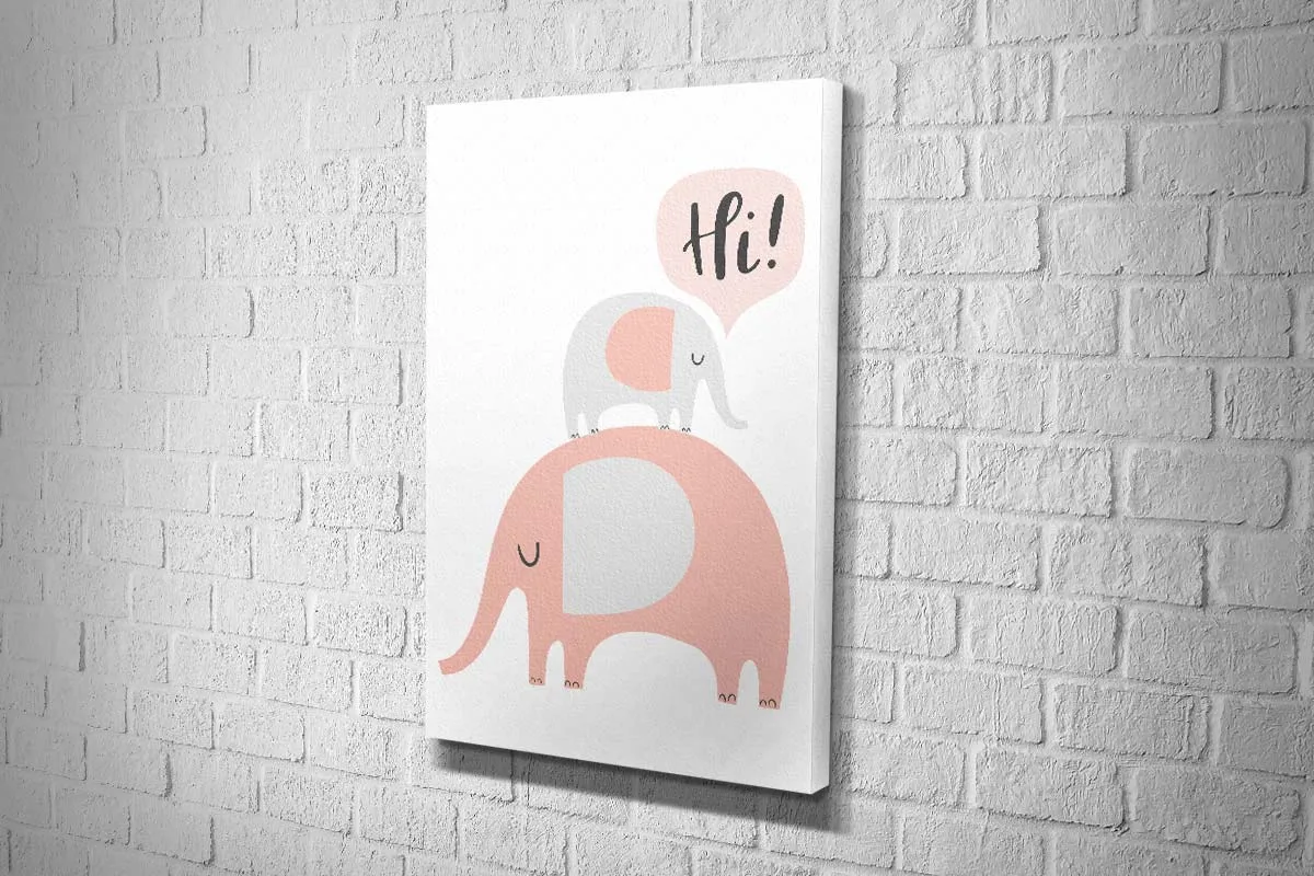 Elephants Pink | Scandinavian Kid's Wall Art Print