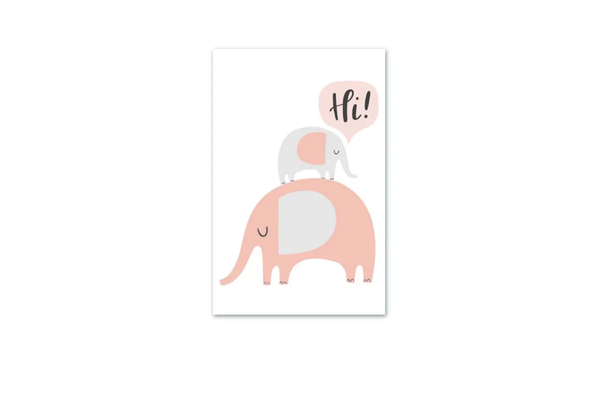 Elephants Pink | Scandinavian Kid's Wall Art Print