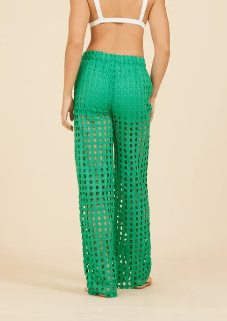 Eyelet Beach Pant in Seafoam Green