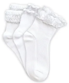 Eyelet Lace/Ripple/Bubble Quarter Ankle Socks 3 Pair Pack