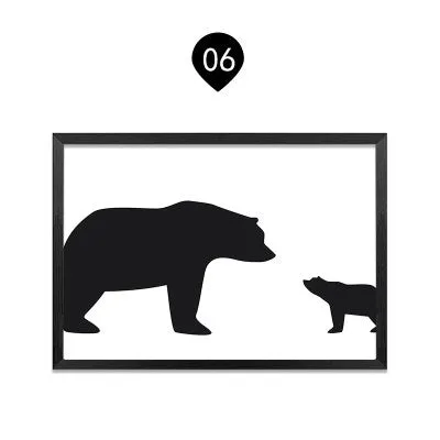 Family of Bears Cute Animal Wall Art Canvas Paintings Black White and Color Modern Cute Nordic Wall Art Posters Family Art