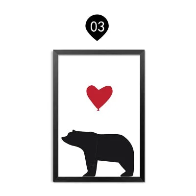 Family of Bears Cute Animal Wall Art Canvas Paintings Black White and Color Modern Cute Nordic Wall Art Posters Family Art