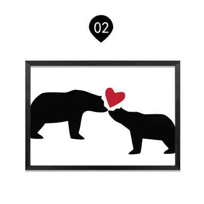 Family of Bears Cute Animal Wall Art Canvas Paintings Black White and Color Modern Cute Nordic Wall Art Posters Family Art