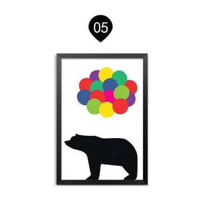 Family of Bears Cute Animal Wall Art Canvas Paintings Black White and Color Modern Cute Nordic Wall Art Posters Family Art