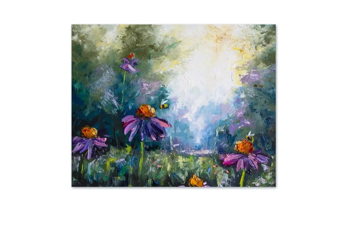 Flowers & Bees | Canvas Art Print