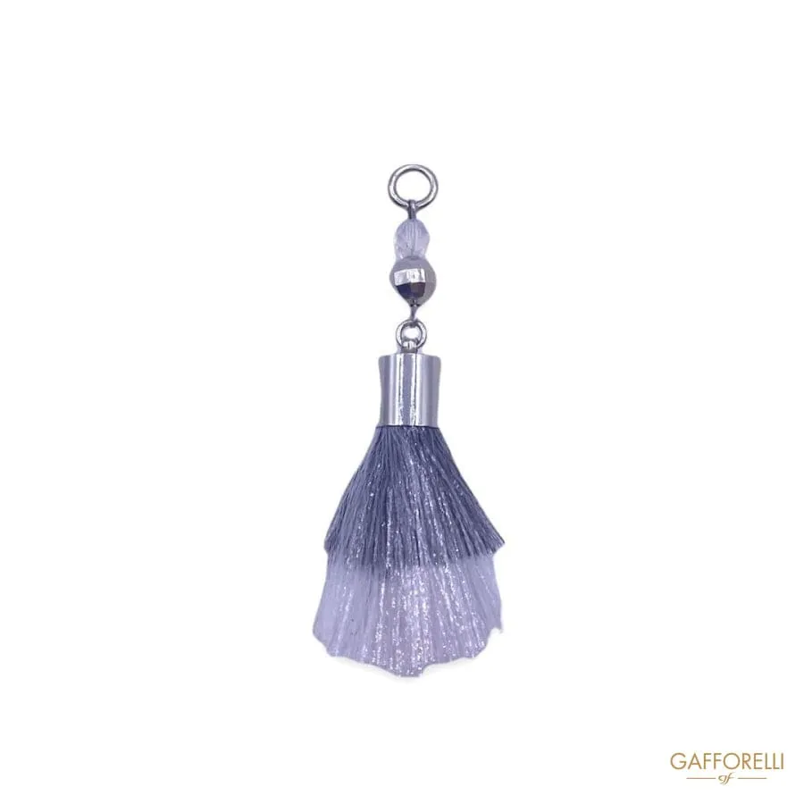 Grey and White Lurex Tassel with Beads H201 - Gafforelli Srl