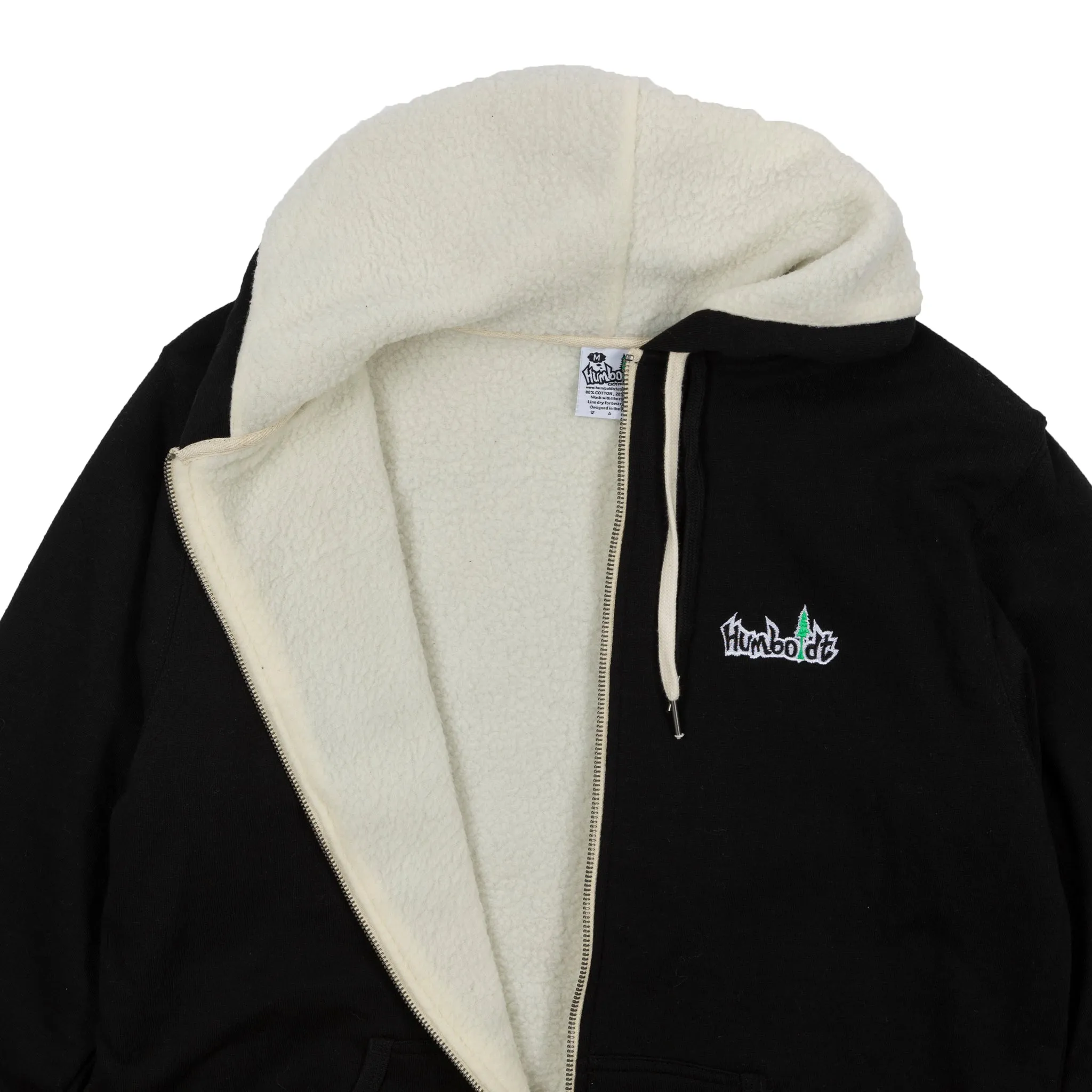 Heavyweight Sherpa Lined Zip Hoodie Black