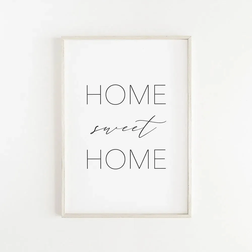 Home Sweet Home Black White Quotes Posters Wall Art Fine Art Canvas Prints Minimalist Nordic Pictures For Simple Living Room Decor