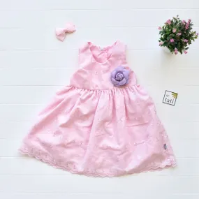 Iris Dress in Pink Eyelet