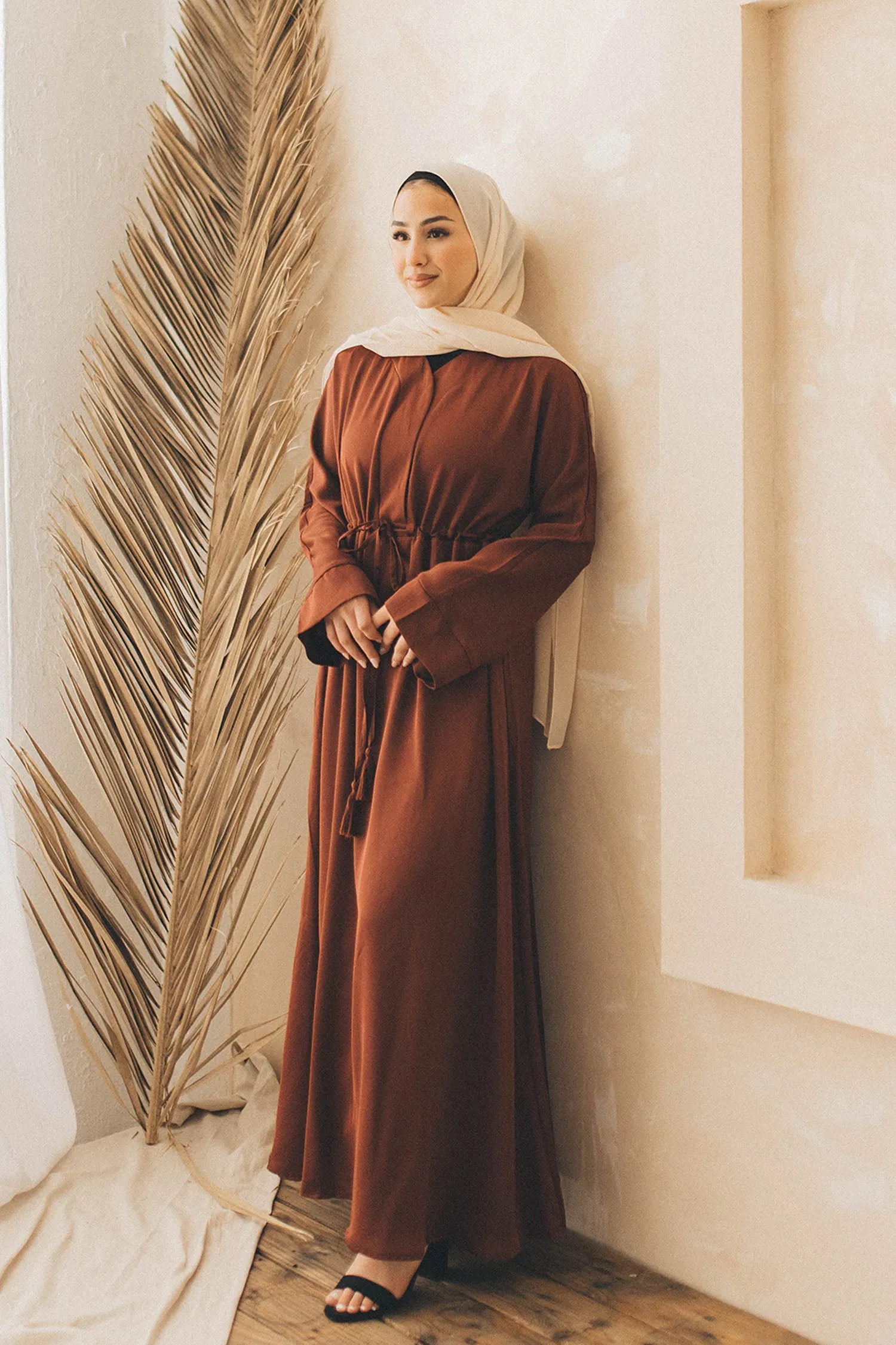 Ivy Essential Flare Abaya- Burnt Sienna