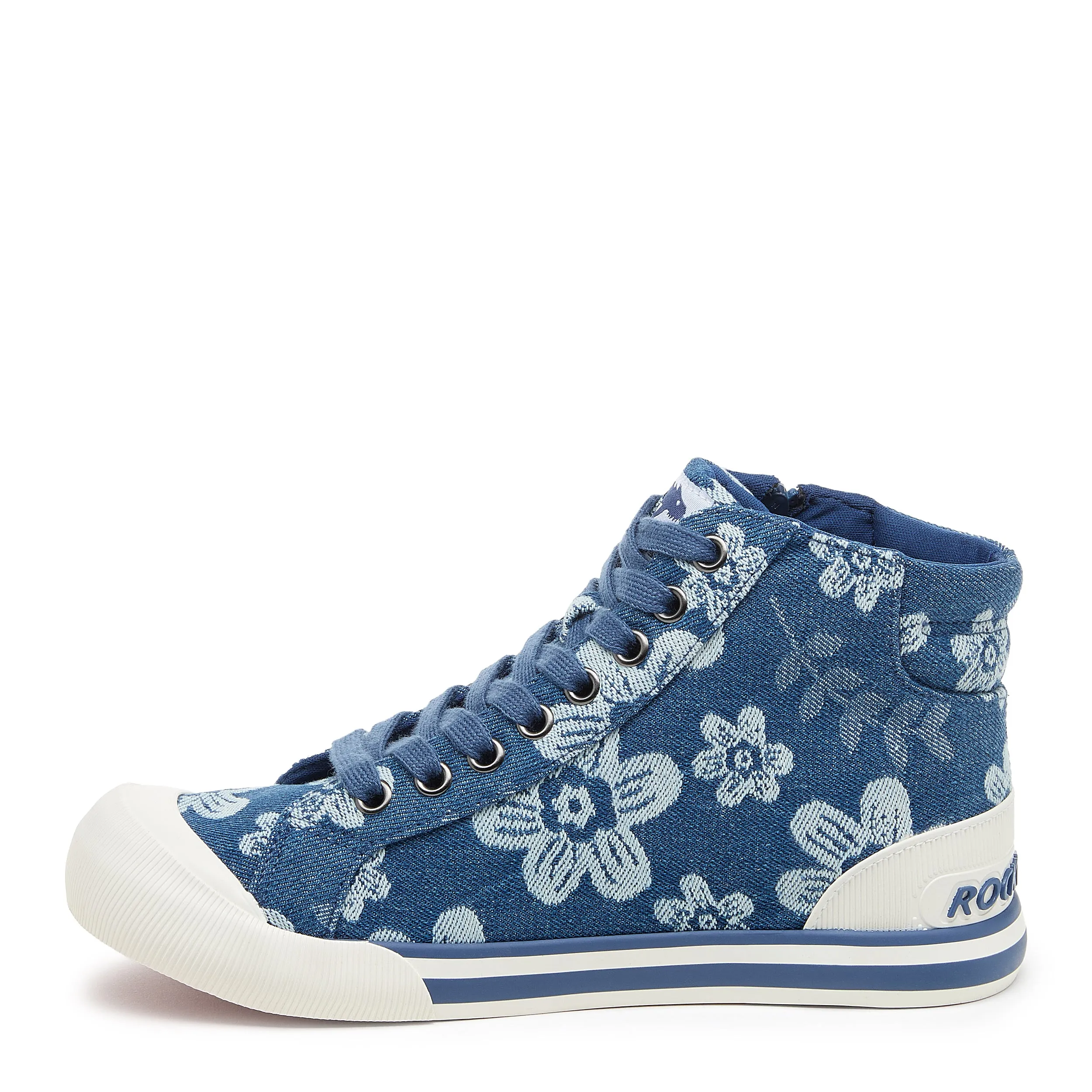 Jazzin Embroidered Floral Blue High Top Sneaker