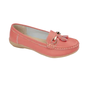 Ladies Leather Slip on Coral Shoes Nautical Flat Jo & Joe