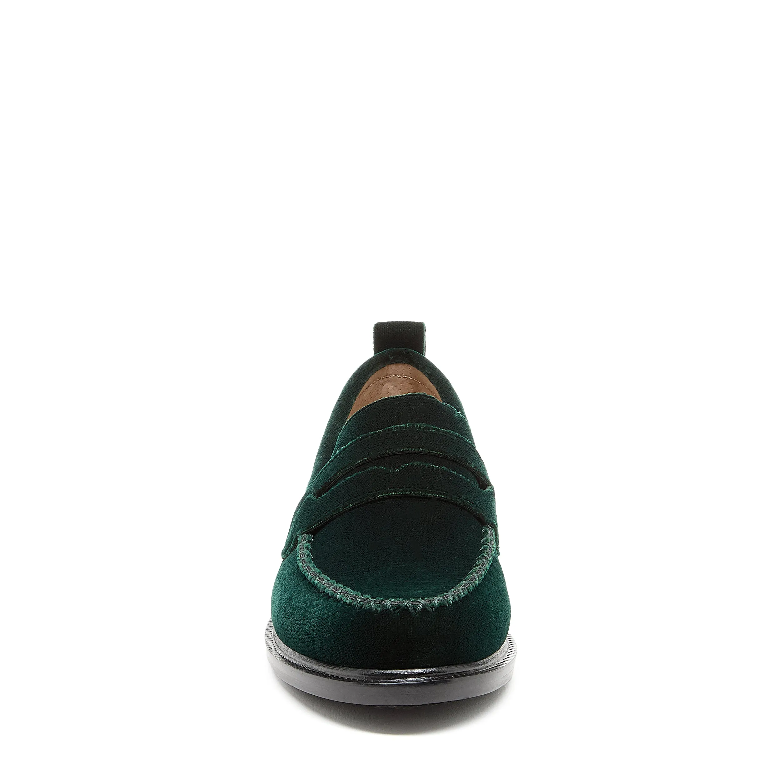 Lens Dark Green Velvet Loafers