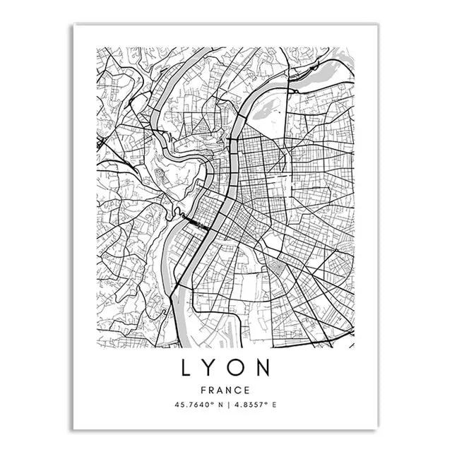 London Paris Amsterdam City Maps Wall Art Fine Art Canvas Print CUSTOM City Map Picture Minimalist Black White Nordic Style Home Office Interior Decor