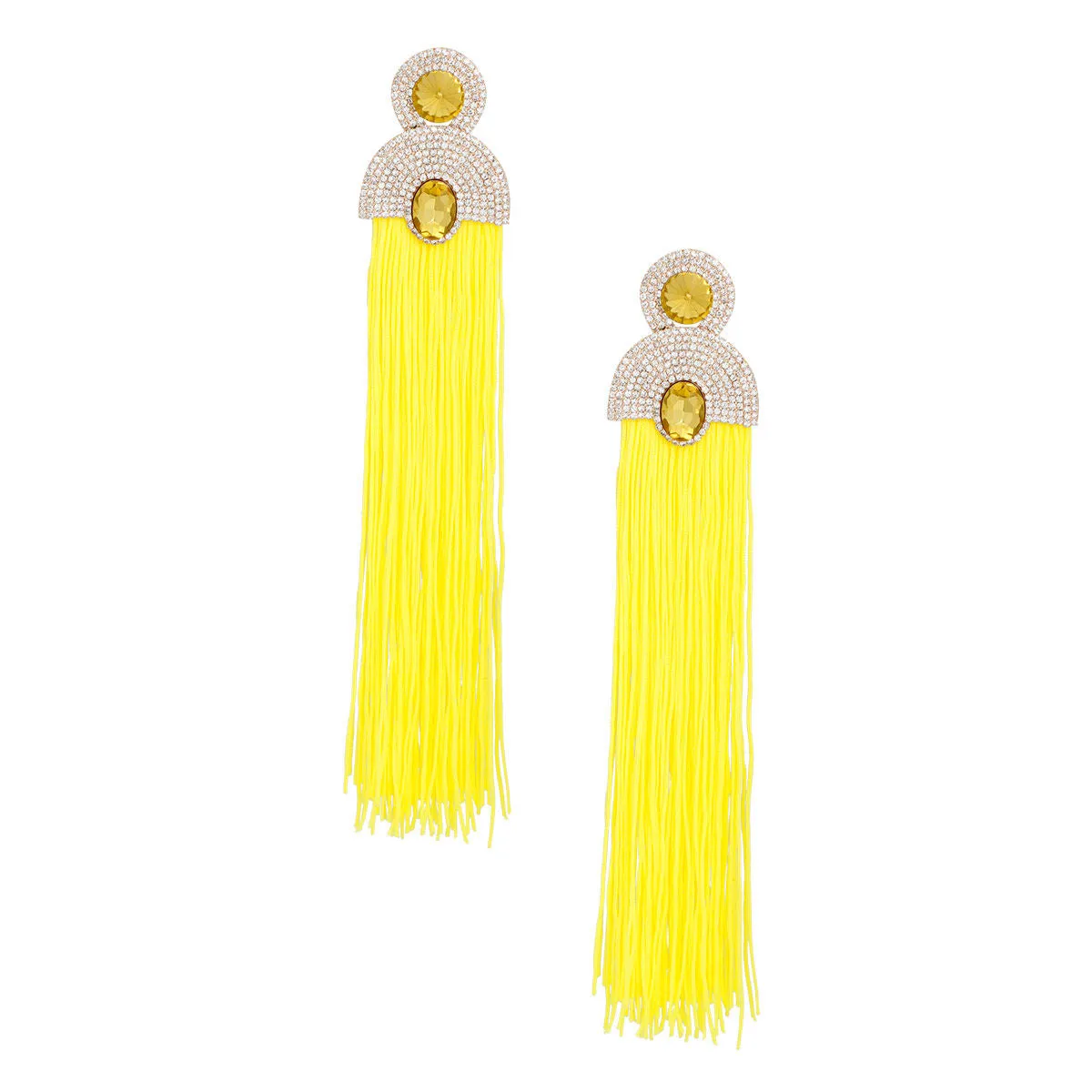 Long Tassel Earrings - Yellow