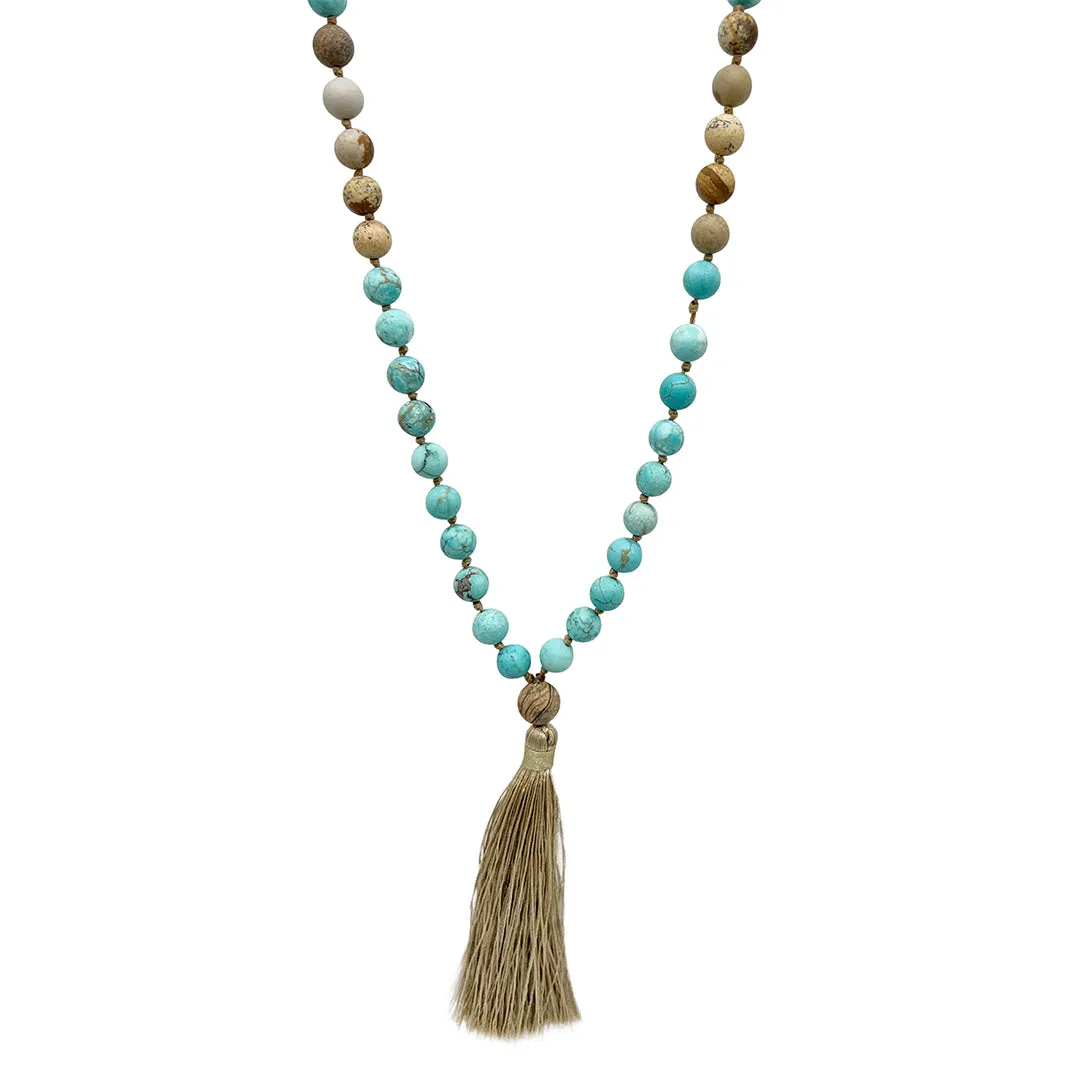 Mala Bead Tassel Necklace